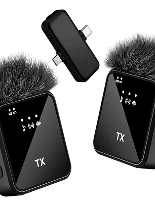 Pack 2 Microfonos Inalambricos Dual Para Crear Contenido Microfono Lavalier Inalambrico Microfono De Solapa Para Vloggers y Creadores de Contenido Negro