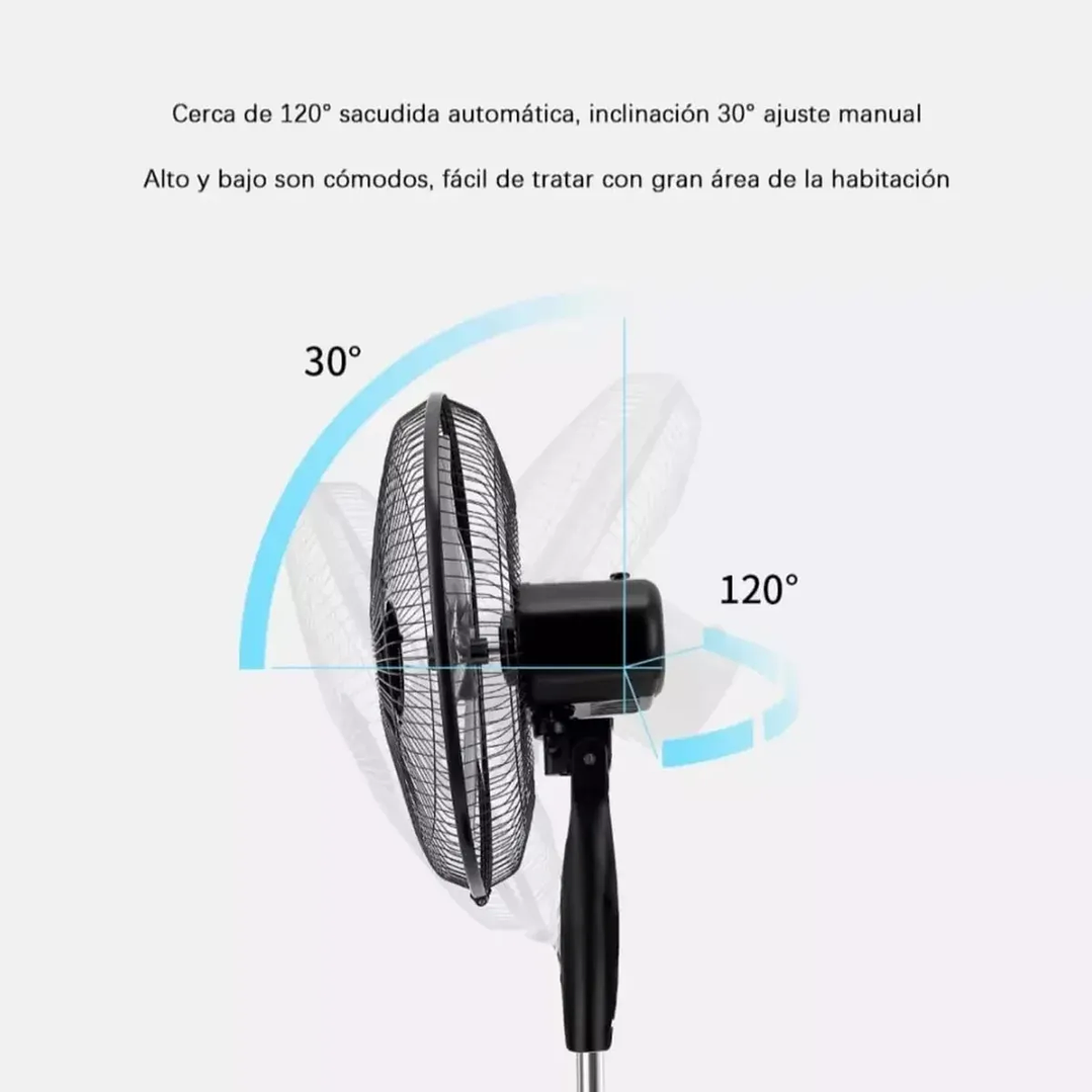 Ventilador De Pedestal 16 Pulgadas 3 Velocidades Silencioso 40.64 Cm Negro 2