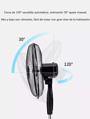 Ventilador De Pedestal 16 Pulgadas 3 Velocidades Silencioso 40.64 Cm Negro