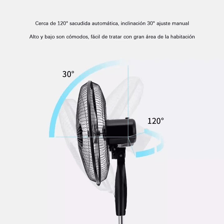 Ventilador De Pedestal 16 Pulgadas 3 Velocidades Silencioso 40.64 Cm Negro 2