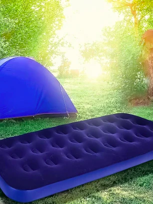 Colchon Inflable 1 Plaza Cama Inflable Dormir Color Azul