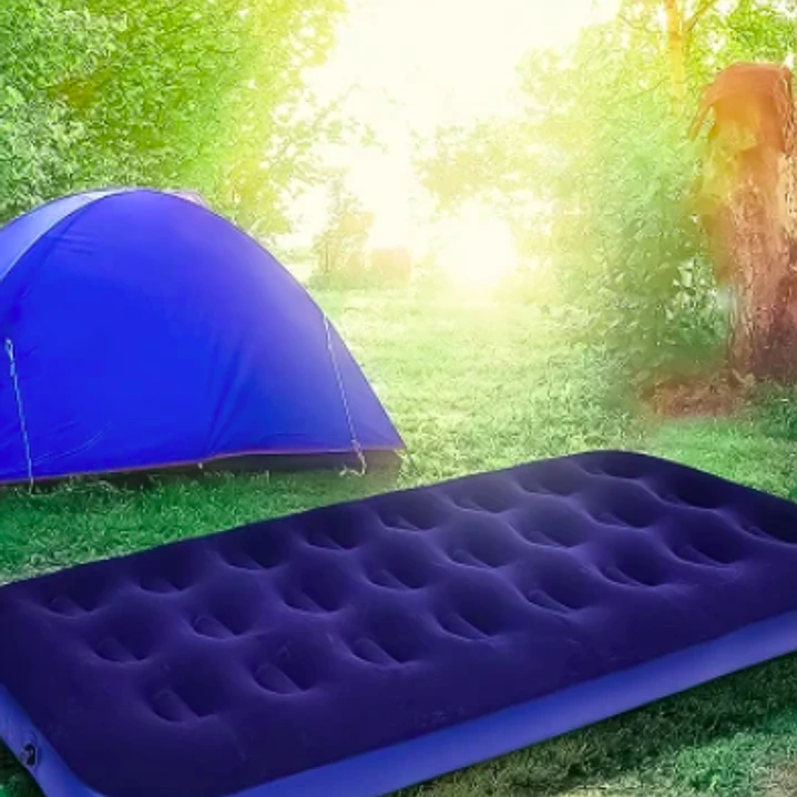 Colchon Inflable 1 Plaza Cama Inflable Dormir Color Azul 2