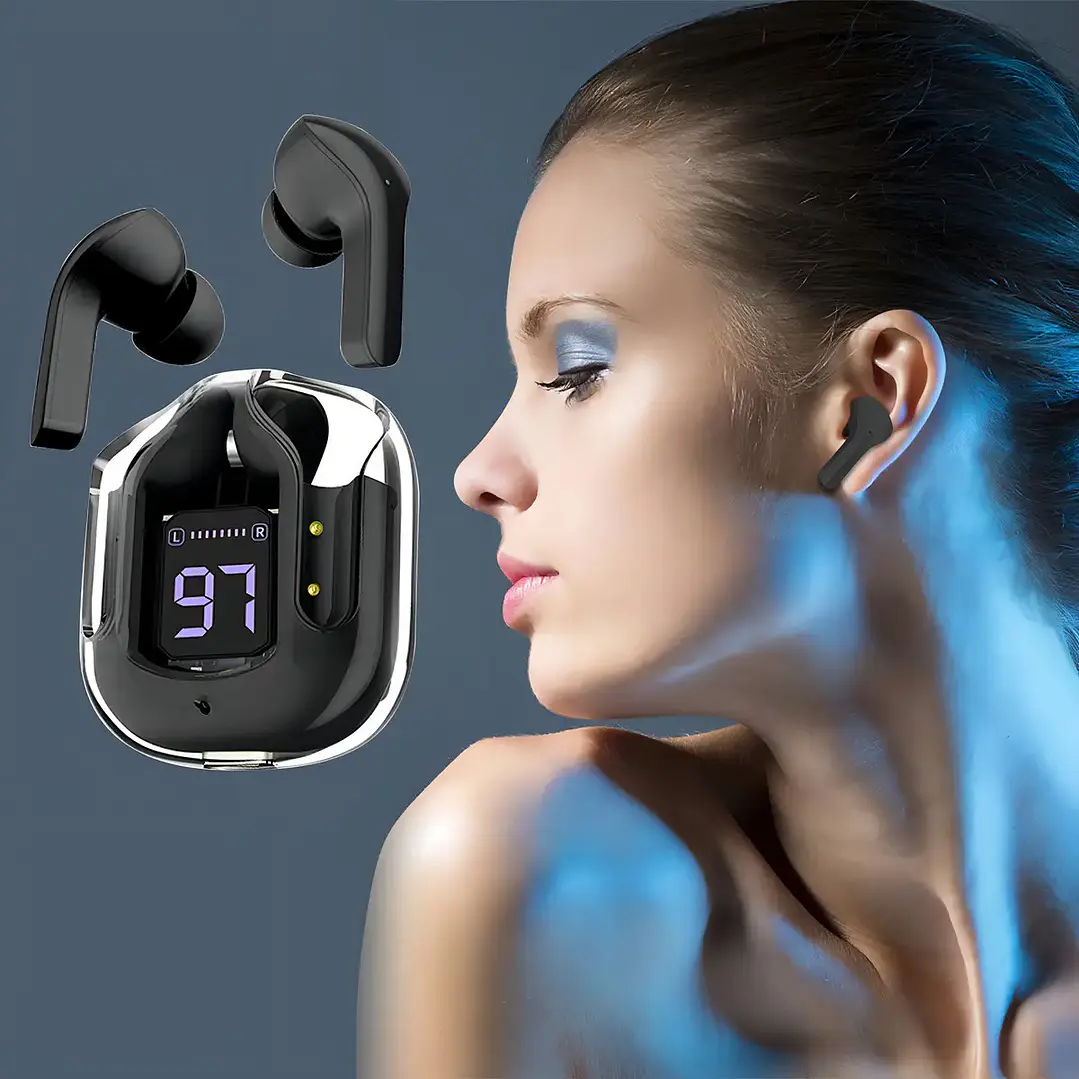 Audifonos Inalámbricos Pantalla Digital Reducción Ruido Ipx4 Color Negro 2