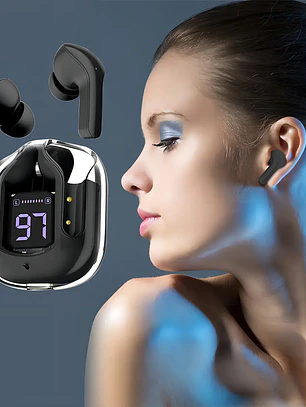 Audifonos Inalámbricos Pantalla Digital Reducción Ruido Ipx4 Color Negro