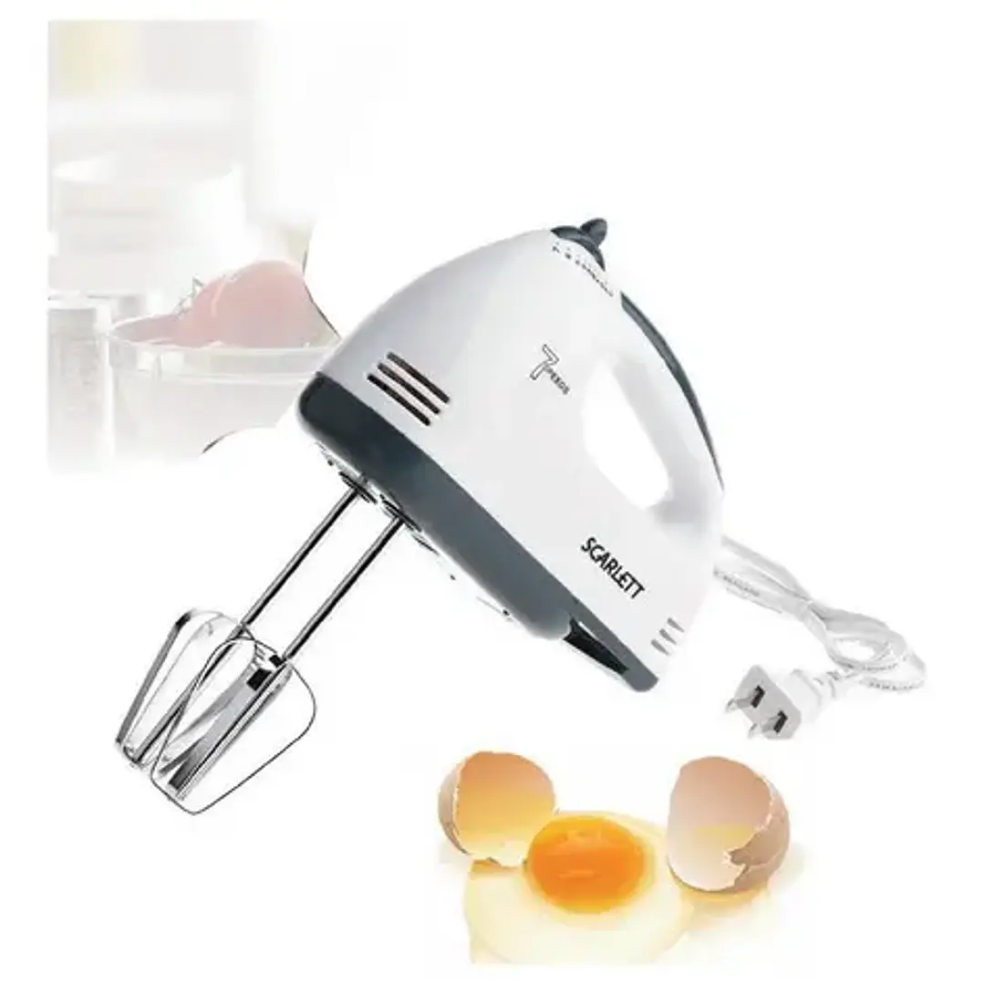 Batidora de Mano Scarlett HE-133 7 Velocidades 180W Repostería Blanca 1