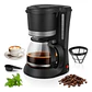 Cafetera Automática Eléctrica silver love, Hervidor Vidrio, 1.2l Negro, Cafetera de goteo de 12 tazas con pausa automática, filtro reutilizable, antigoteo, función de mantener el calor - Miniatura 1