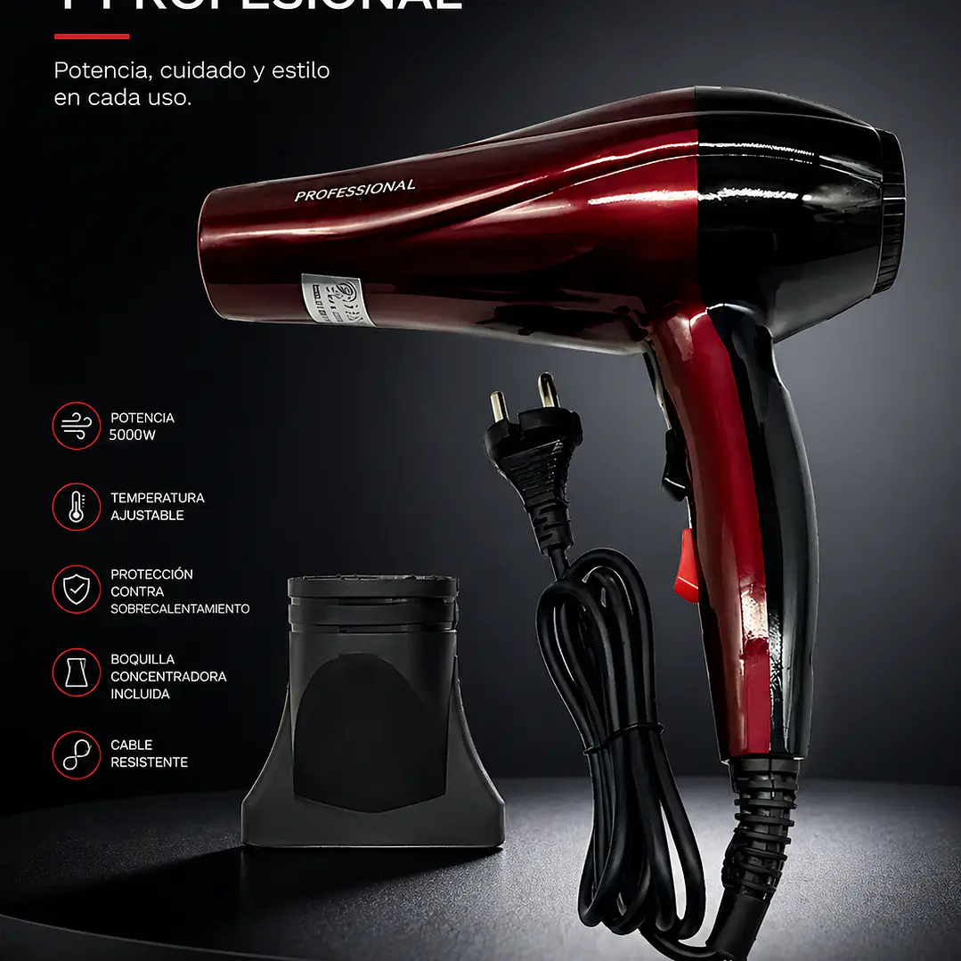 Secador De Cabello Smart Hair Dryer 5000w Probabylisscoco Color Marrón 1
