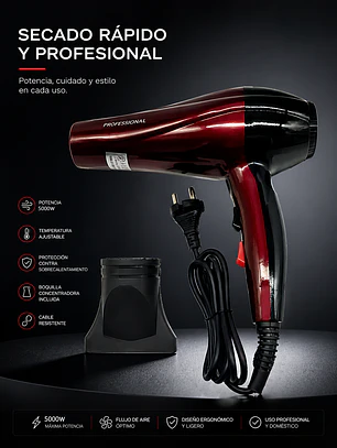 Secador De Cabello Smart Hair Dryer 5000w Probabylisscoco Color Marrón
