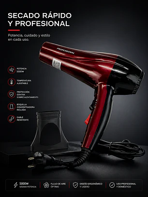 Secador De Cabello Smart Hair Dryer 5000w Probabylisscoco Color Marrón