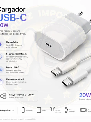 Cargador Usb C Carga Rapida 67W Compatible Con Android Incluye Cable Usb Tipo C A C Color Blanco