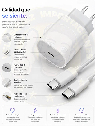 Cargador Usb C Carga Rapida 67W Compatible Con Android Incluye Cable Usb Tipo C A C Color Blanco