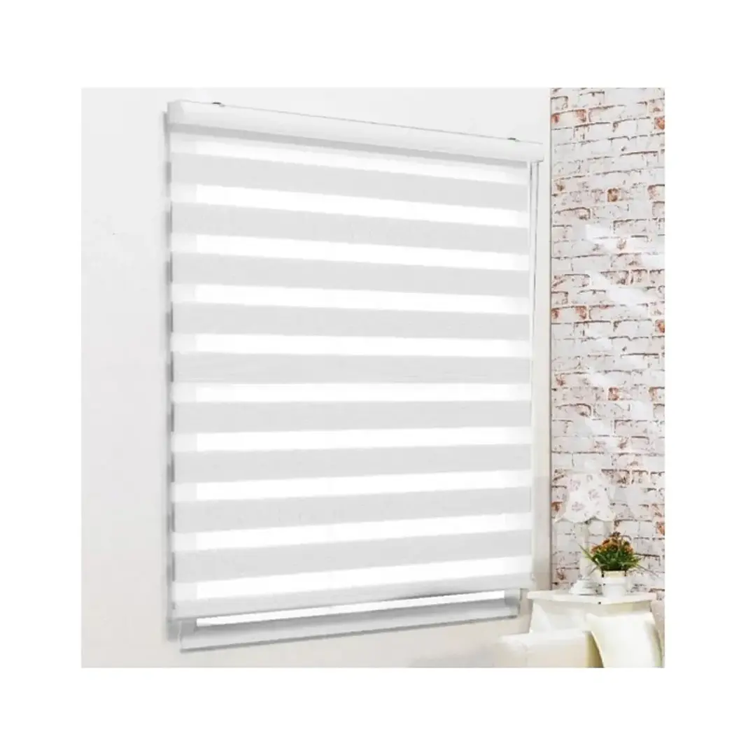 Cortinas Roller Dúo 100 X 180 Blanco y Cafe 1