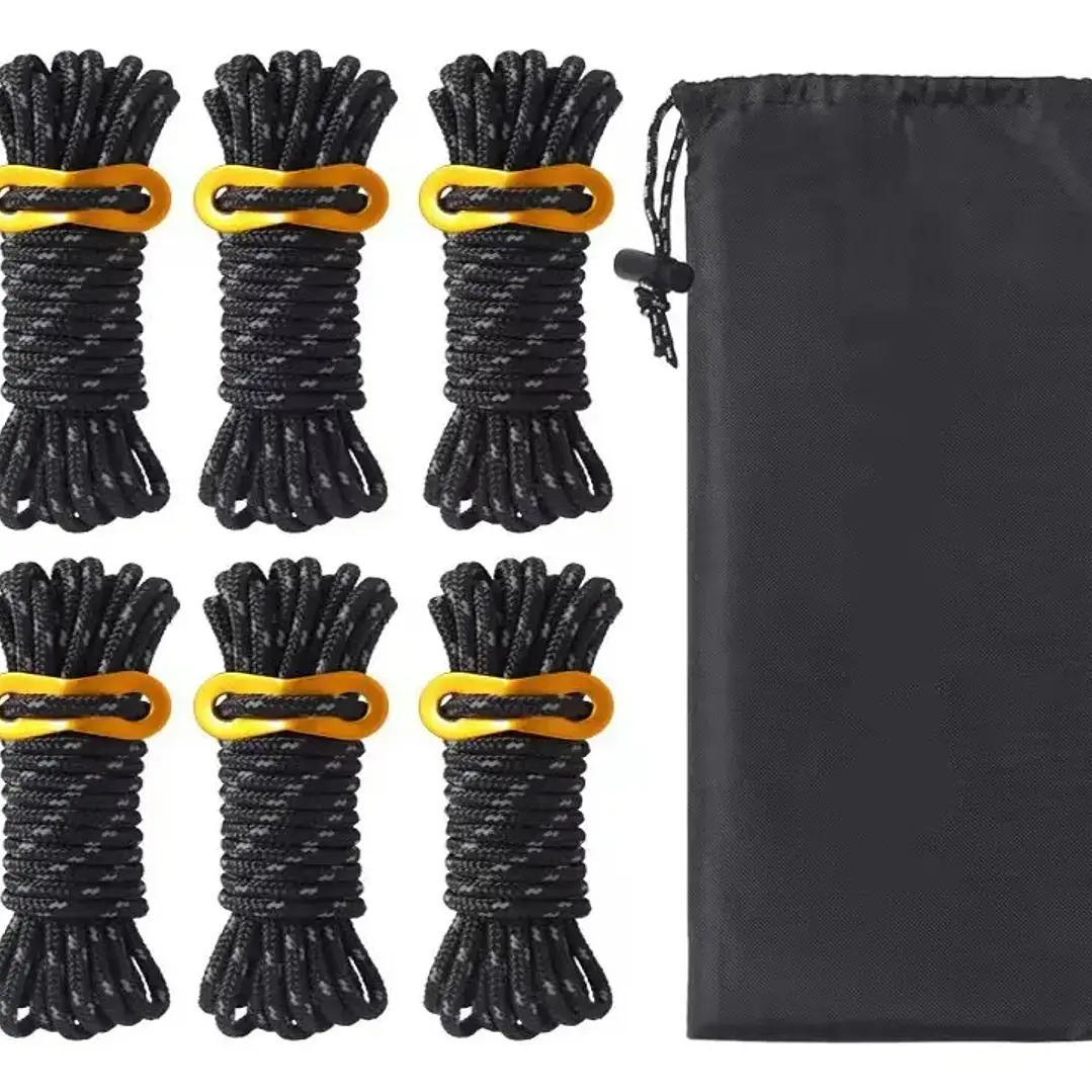 Pack 6 Cuerdas Cordel Amarra 4 Metros Multiuso Carpa Camping 1