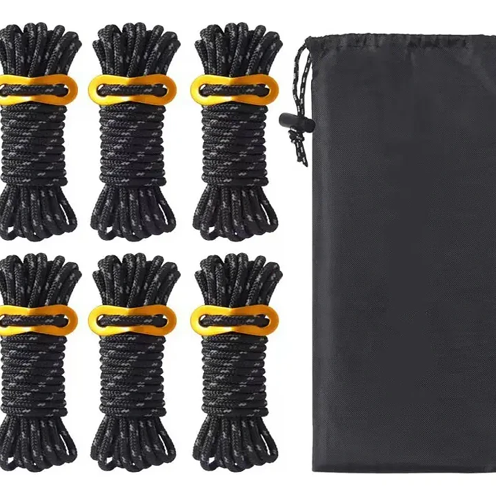 Pack 6 Cuerdas Cordel Amarra 4 Metros Multiuso Carpa Camping 1