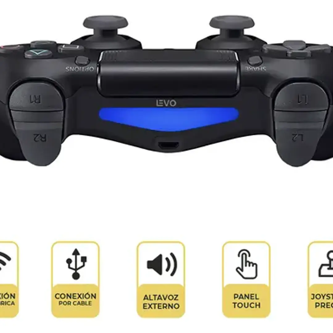 Control Joystick Inalámbrico Doble Shock P4 Negro Levo 1