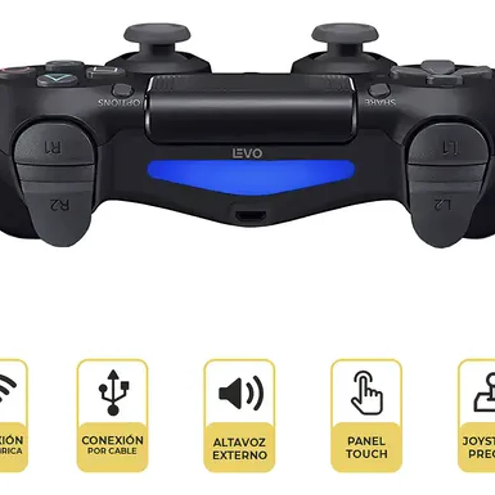 Control Joystick Inalámbrico Doble Shock P4 Negro Levo 1