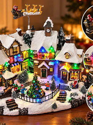 Villa Navideña Iluminada con Santa Claus