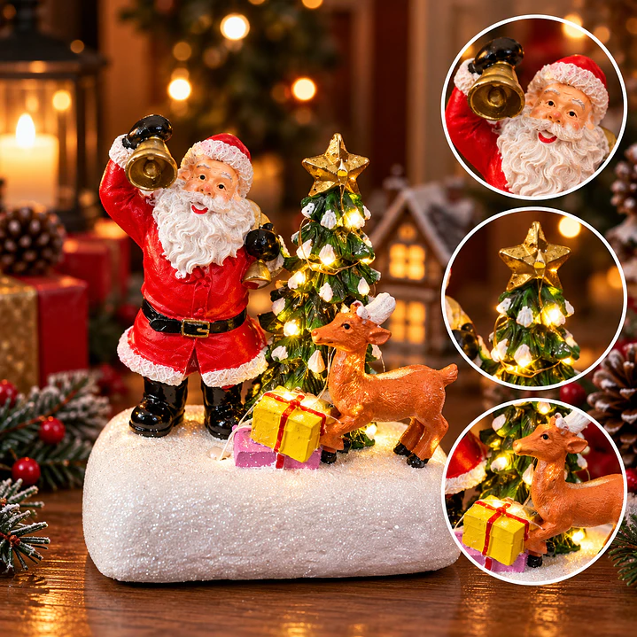Adorno Navideño con Santa Claus, Árbol y Reno 1