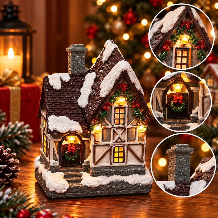 Mini Villa Navideña con Casa Nevada e Iluminación LED 1
