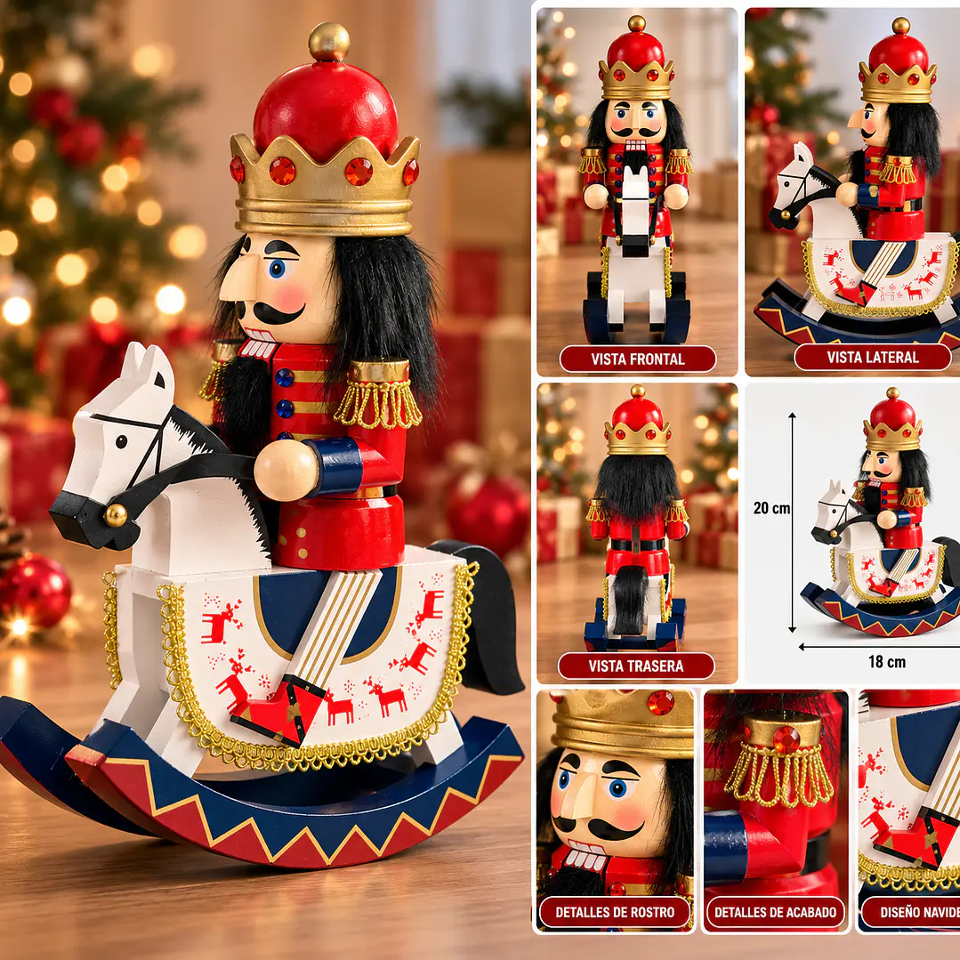 Cascanueces Navideño sobre Caballo Mecedor 1