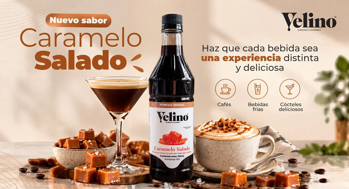 Nuevo sabor: Syrup Velino Fórmula Original Caramelo Salado para cafés, bebidas frías y cócteles