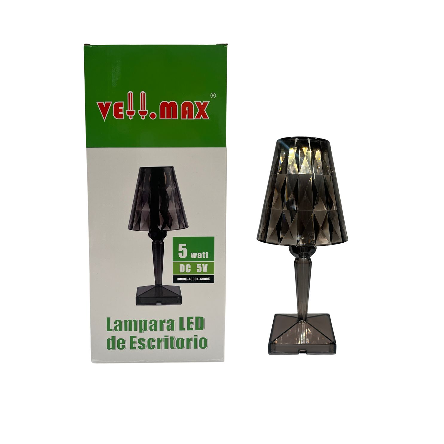 LAMPARA DE MESA 12V NEGRO TRANSPARENTE 7W 3EN 1 3000K-4000K-6500K 1