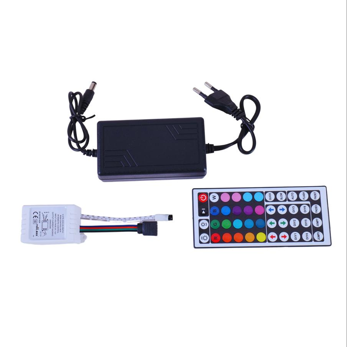 CONTROLADOR + CONTROL CON ENCHUFE PARA CINTA RGB EN 220 CHIP 5050 HASTA 100MT 800W 70w 1