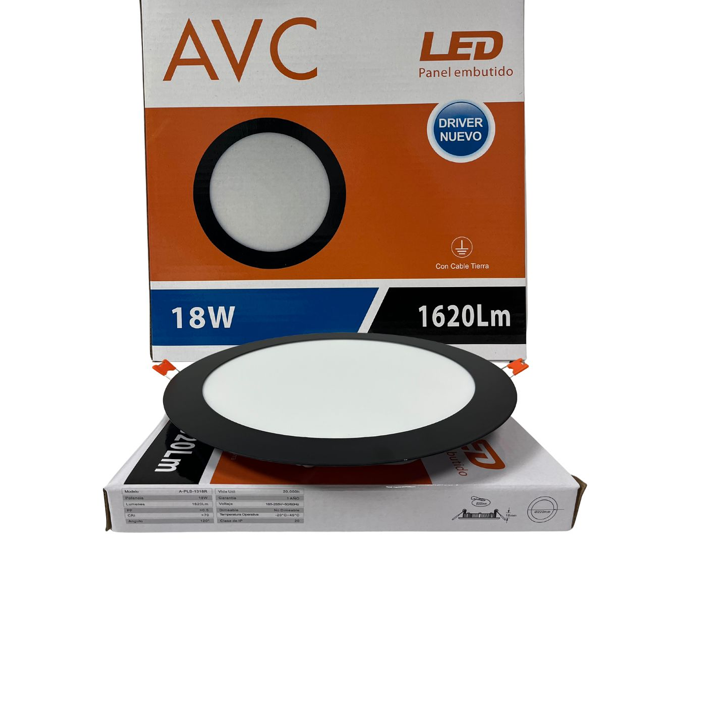 PANEL EMBUTIDO REDONDO NEGRO 18W 6500K 1