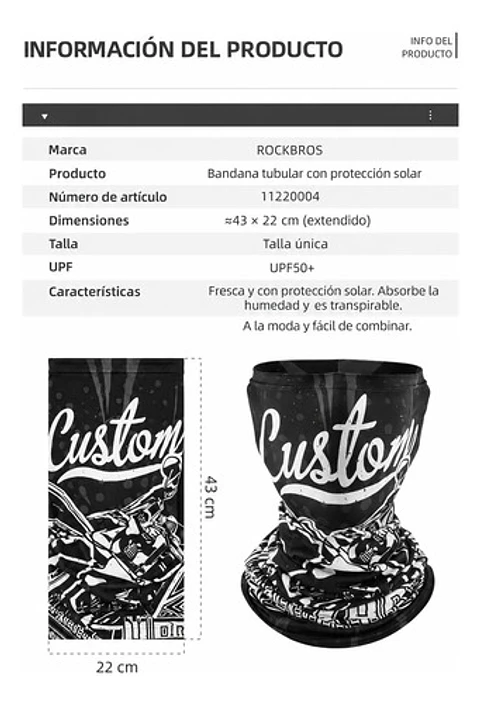 Bandana Cuello Tubular Rockbros Multiuso Proteccion Uv