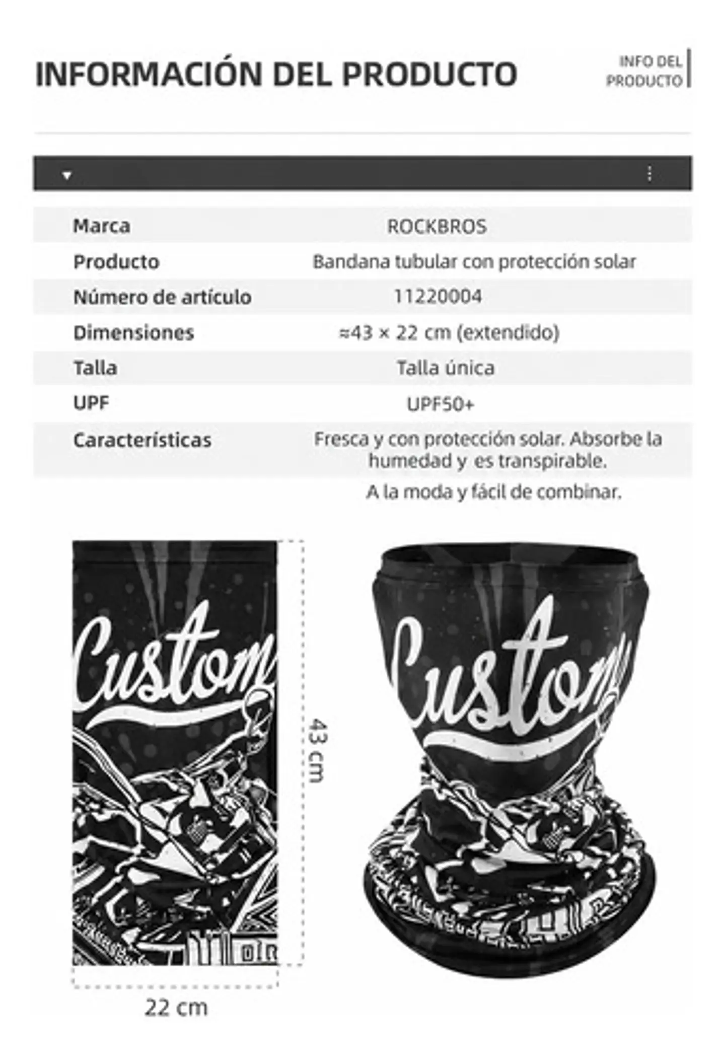 Bandana Cuello Tubular Rockbros Multiuso Proteccion Uv 2
