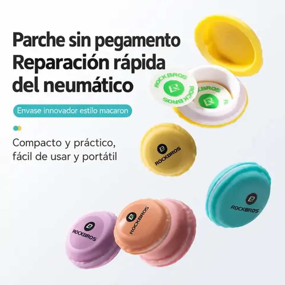 Kit Reparación Parches Autoadhesivos X6 Rockbros Camara Bici 4
