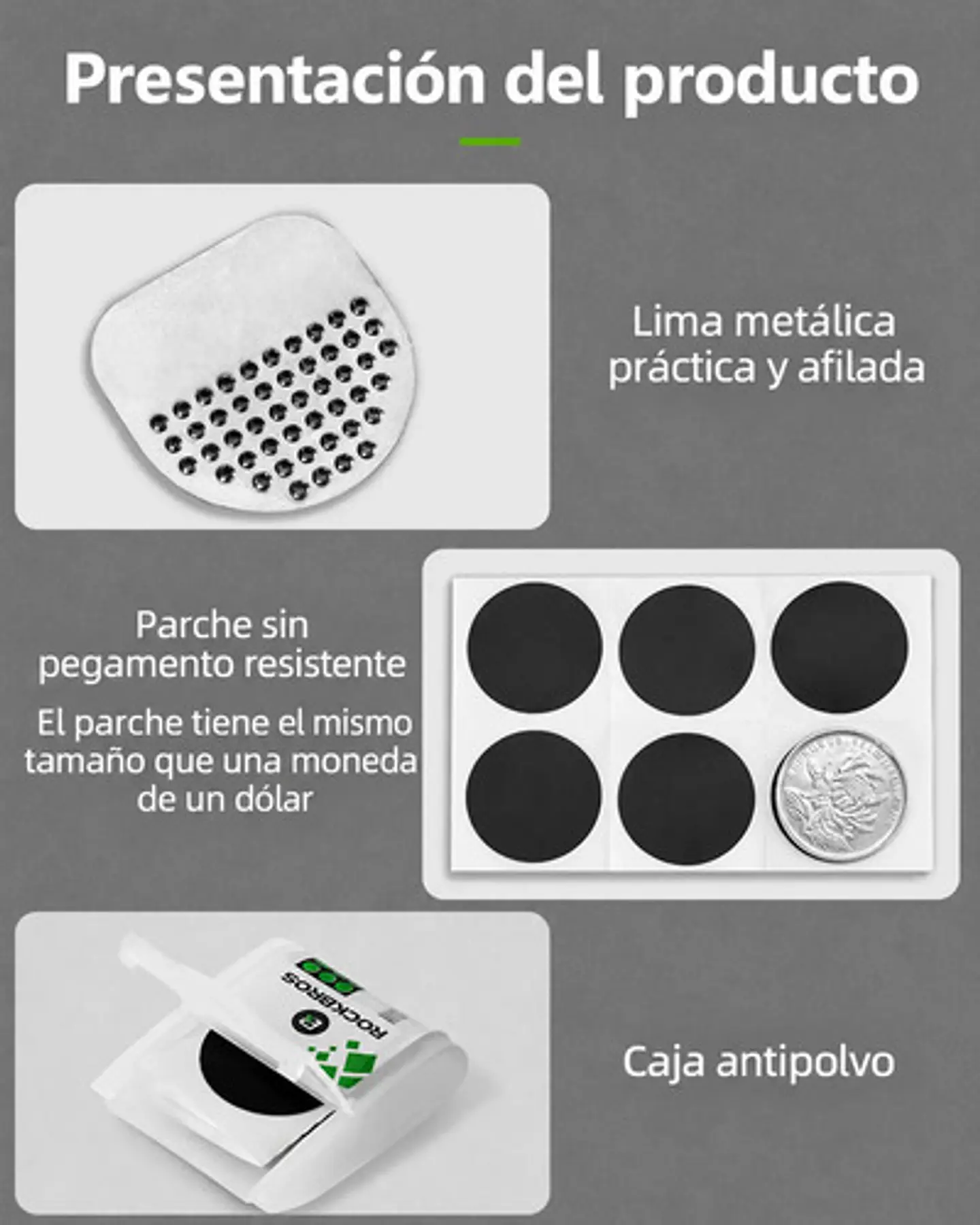 Kit Parches Bicicleta Rockbros Sin Pegamento 6unid Portatil 4