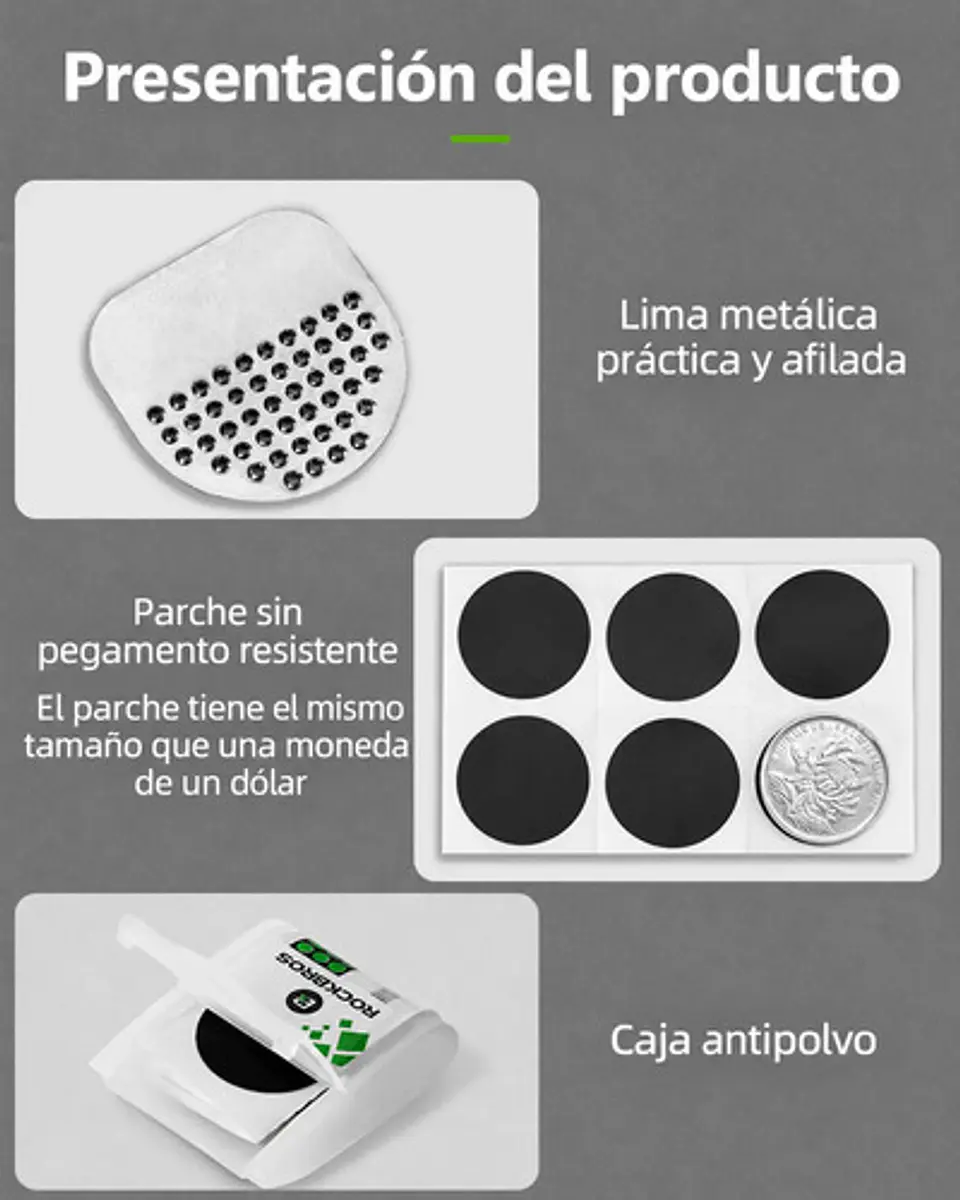 Kit Parches Bicicleta Rockbros Sin Pegamento 6unid Portatil 4