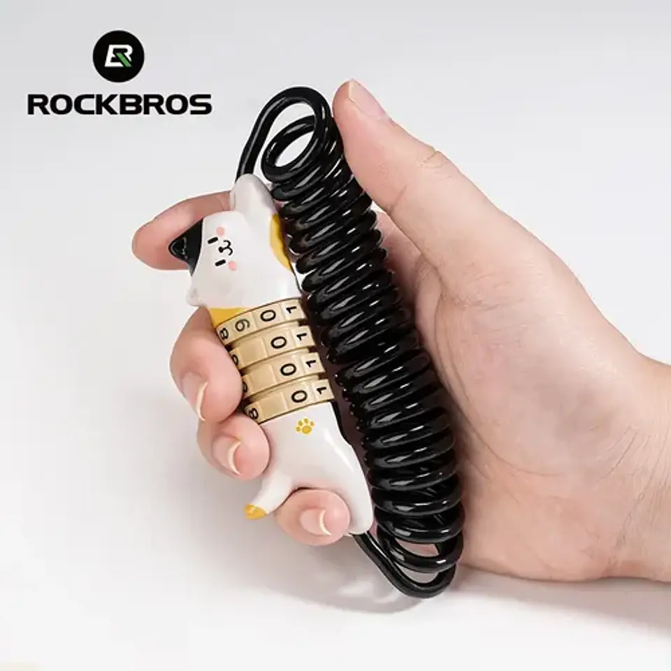 Candado Cable Bicicleta Diseño Gato Rockbros Clave4 Dígitos 2