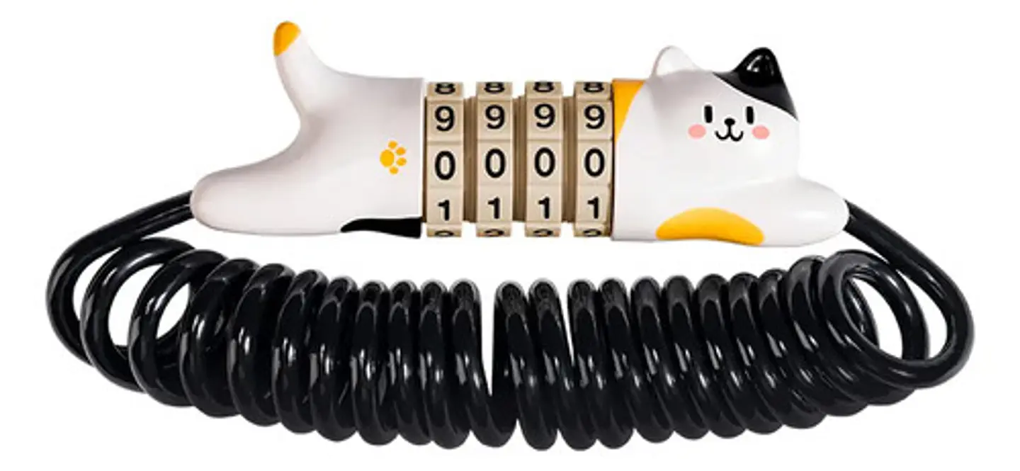 Candado Cable Bicicleta Diseño Gato Rockbros Clave4 Dígitos 6