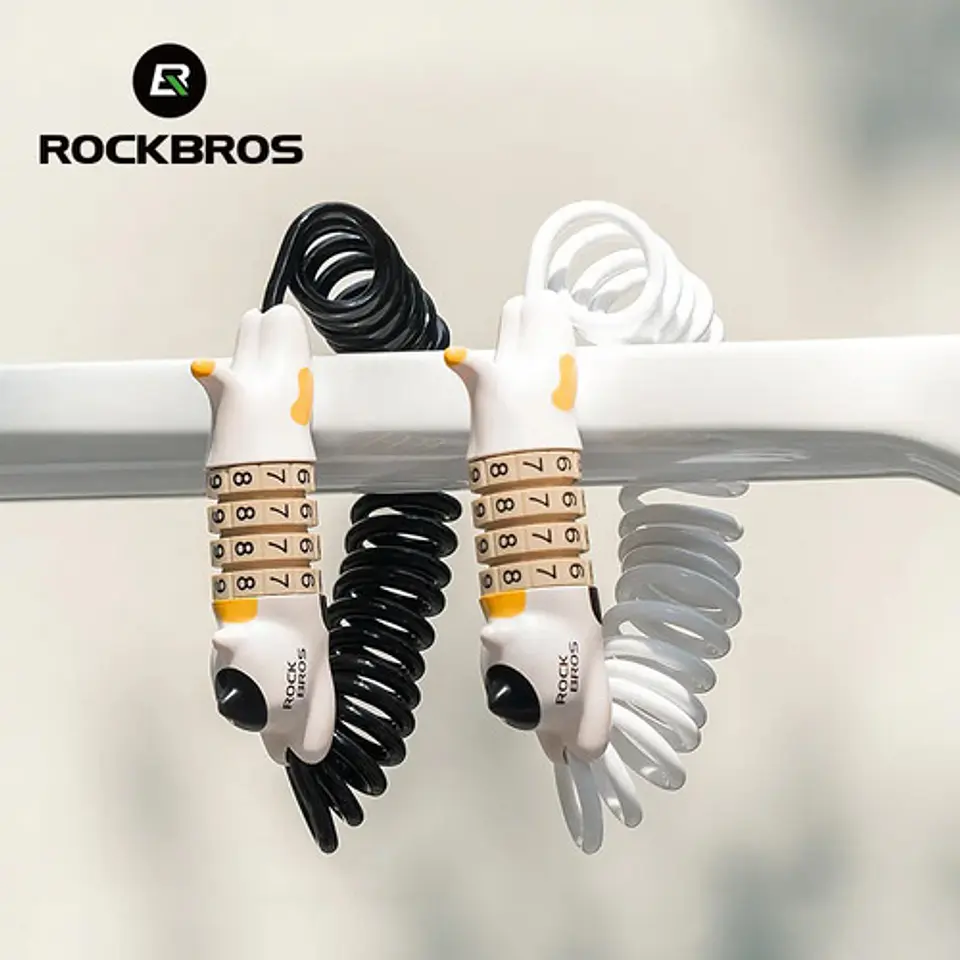 Candado Cable Bicicleta Diseño Gato Rockbros Clave4 Dígitos 2