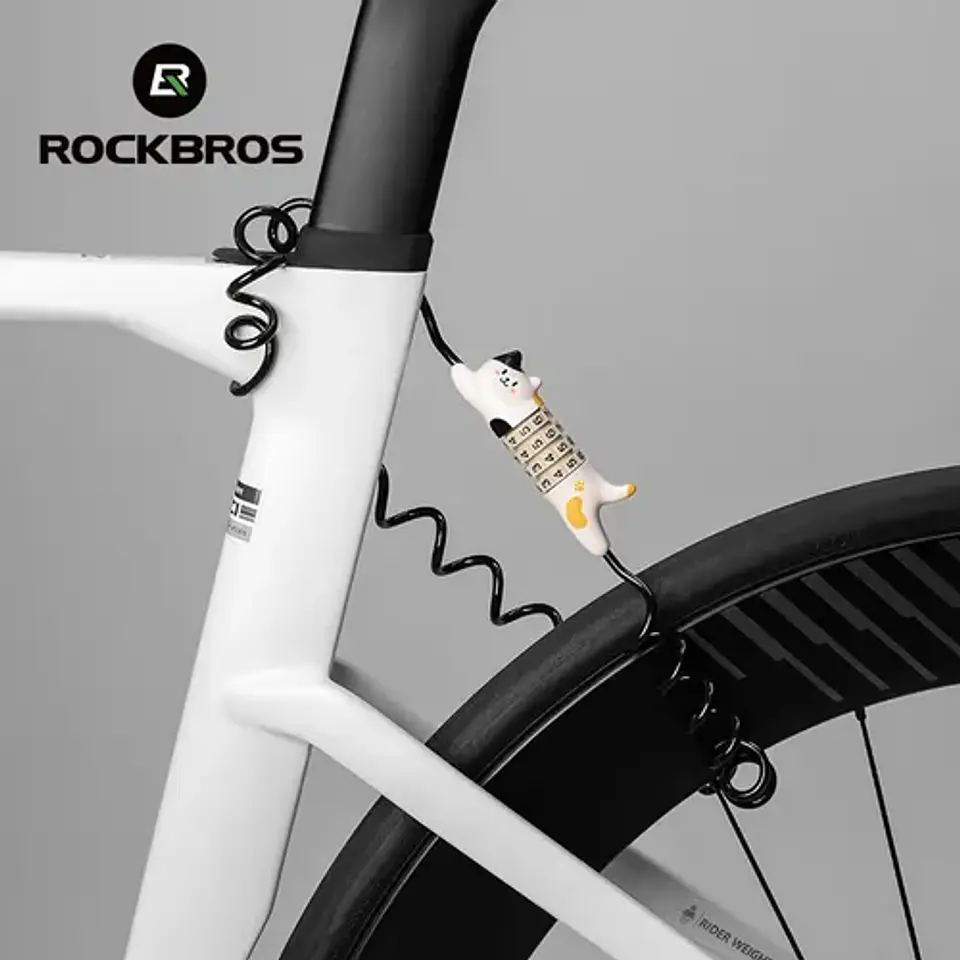 Candado Cable Bicicleta Diseño Gato Rockbros Clave4 Dígitos 4