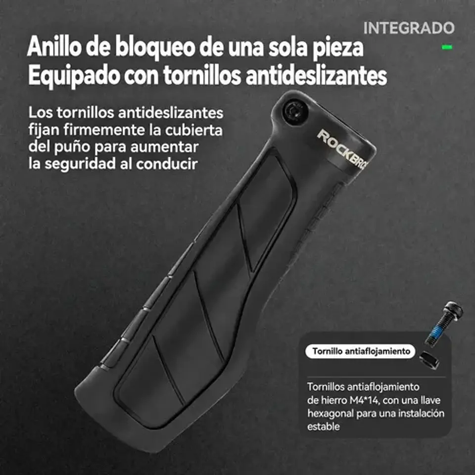 Puños Bicicleta Rockbros Ergonómicos Lockon Mtb Negro Bloque 4