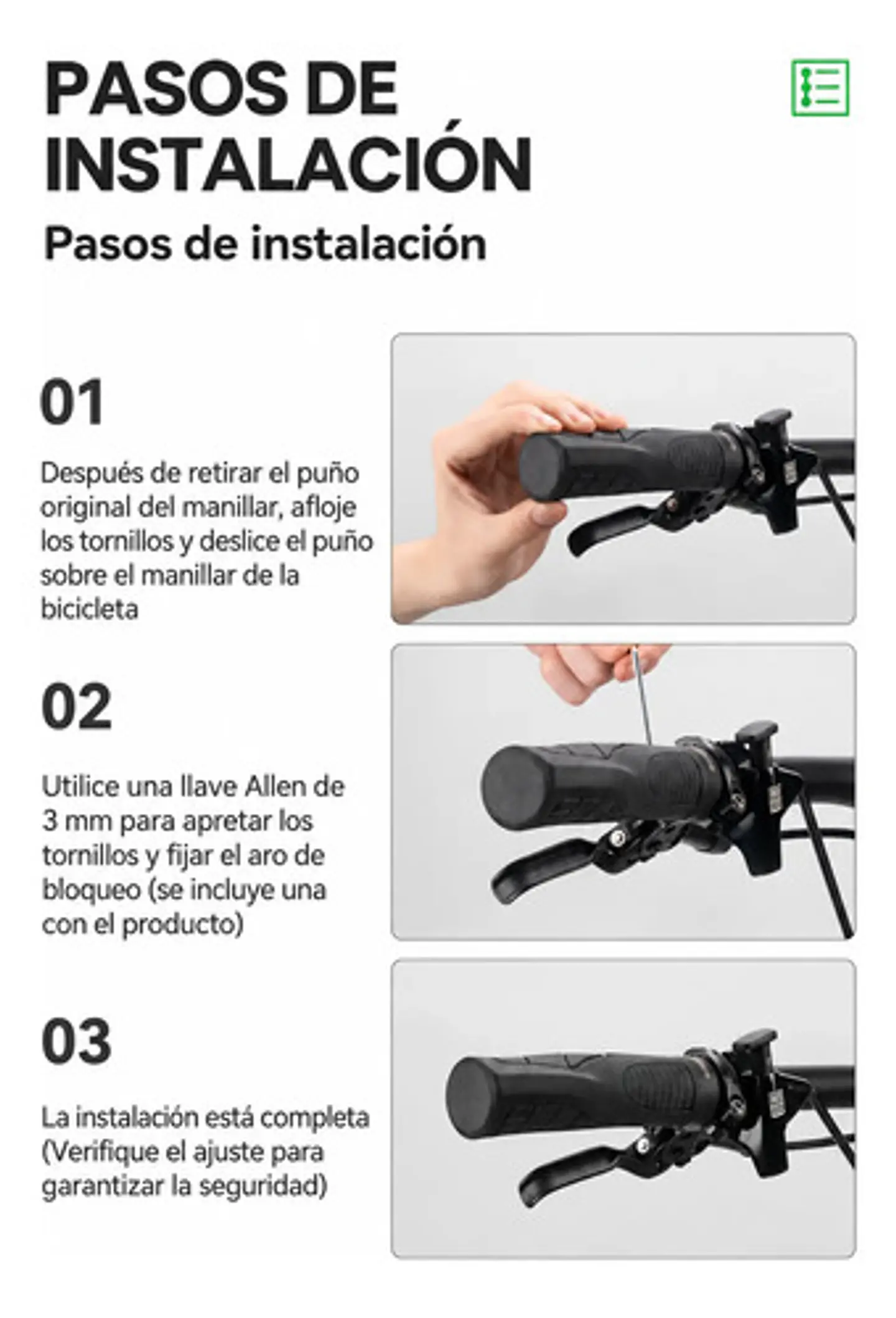 Puños Bicicleta Rockbros Ergonómicos Lockon Mtb Negro Bloque 8