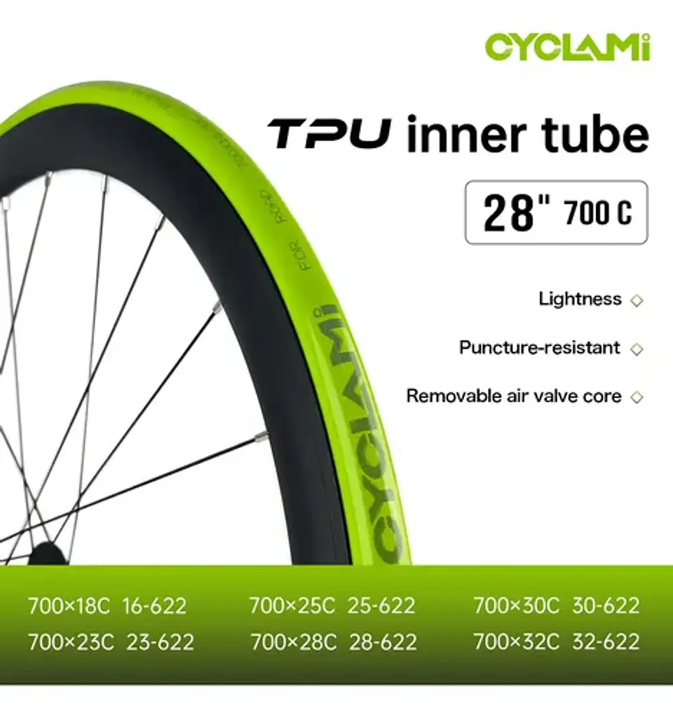 Cámara Bicicleta Ruta Tpu 700x18-32c Presta 60mm Ultraligera 3