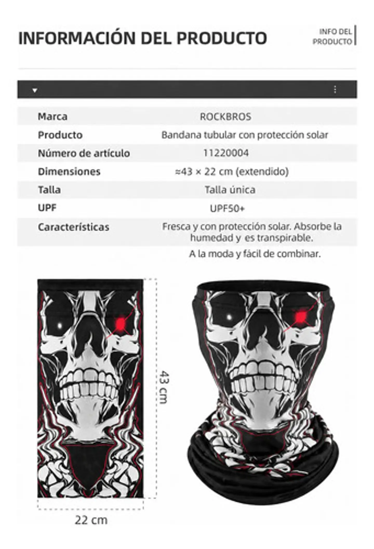 Bandana Cuello Tubular Rockbros Multiuso Con Protección Uv 2