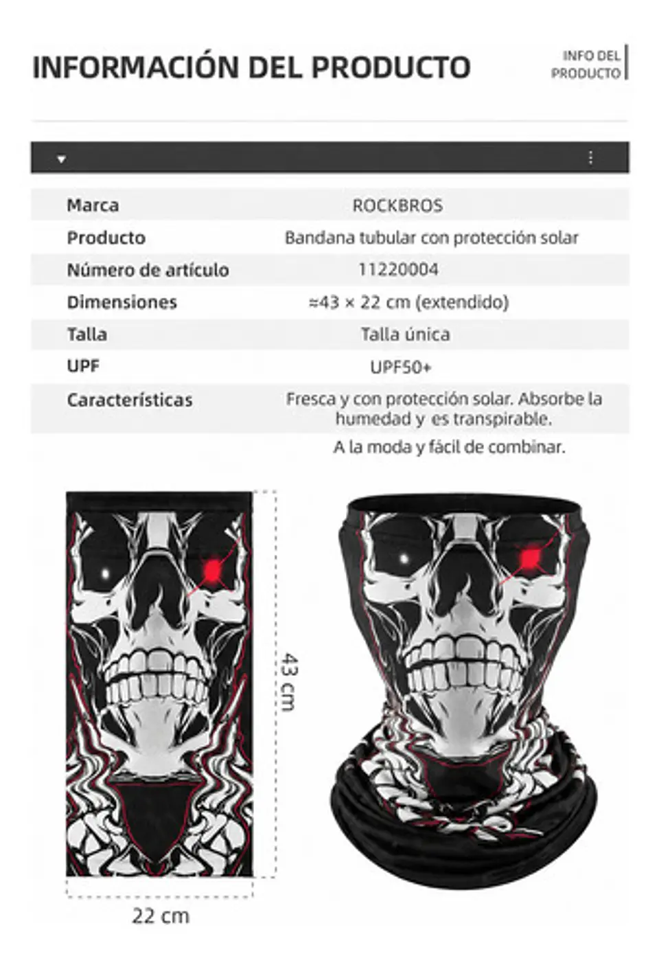 Bandana Cuello Tubular Rockbros Multiuso Con Protección Uv 2