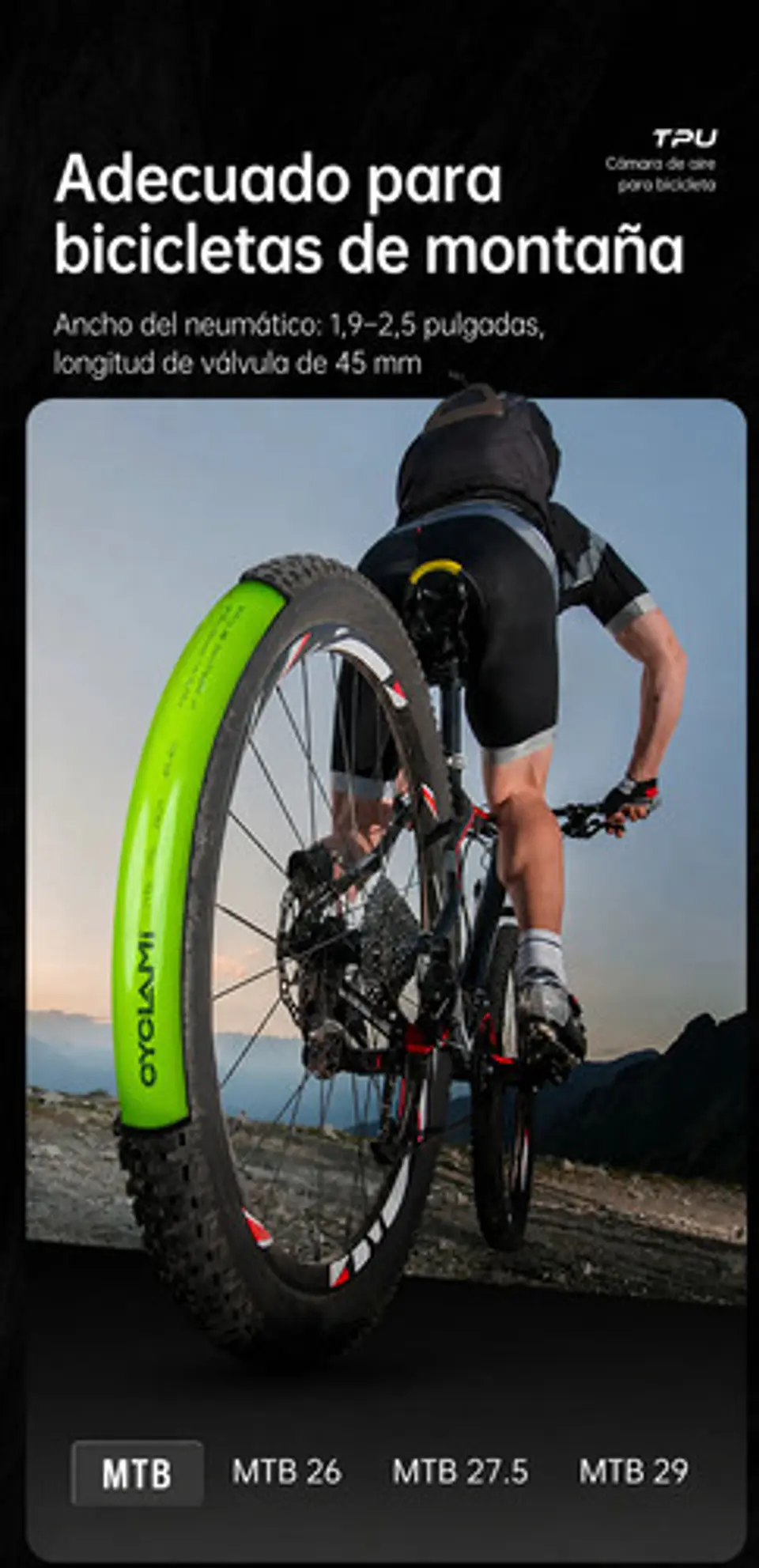 Cámara Bicicleta Mtb Tpu Ultraligera 29x1.9-2.5 Fv45 6