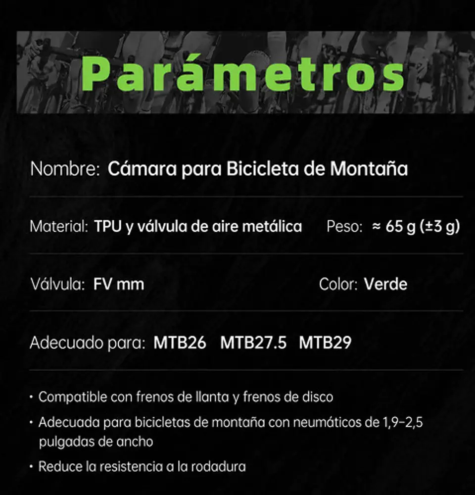 Cámara Bicicleta Mtb Tpu Ultraligera 29x1.9-2.5 Fv45 7