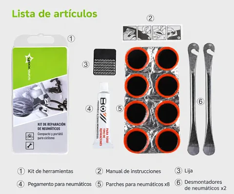 Kit Parches Bicicleta Rockbros Reparación Pinchazo Portátil