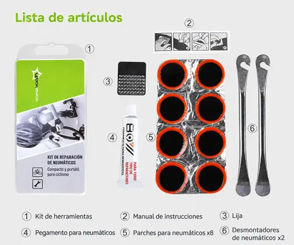 Kit Parches Bicicleta Rockbros Reparación Pinchazo Portátil 2