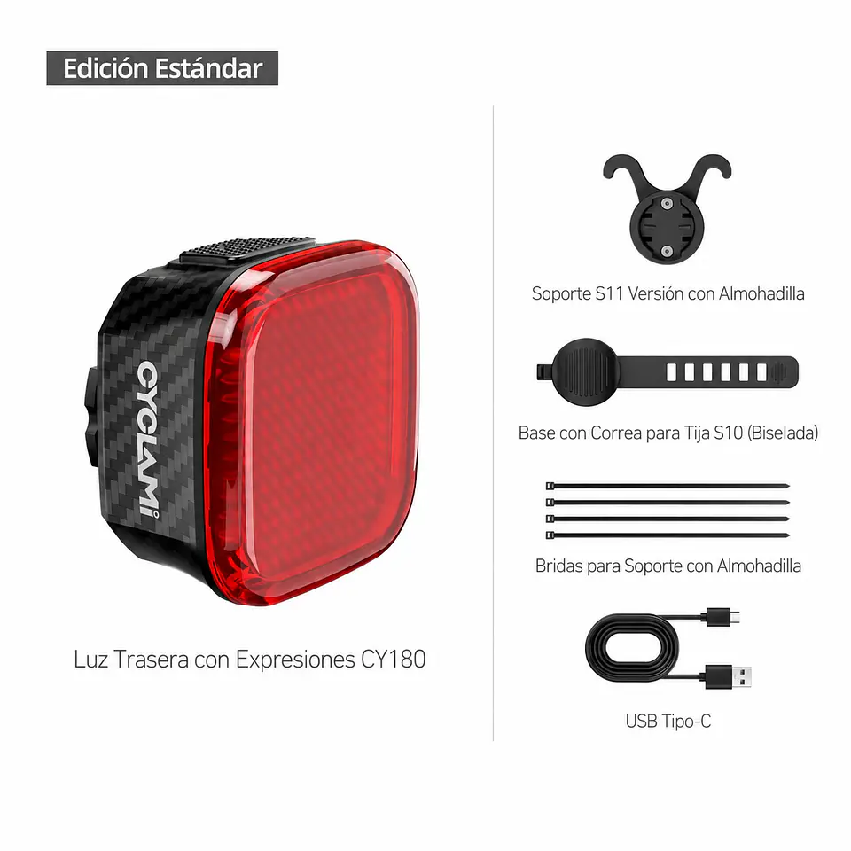 Luz Trasera Inteligente Bici 14 Patrones Sensor Freno USB-C 2
