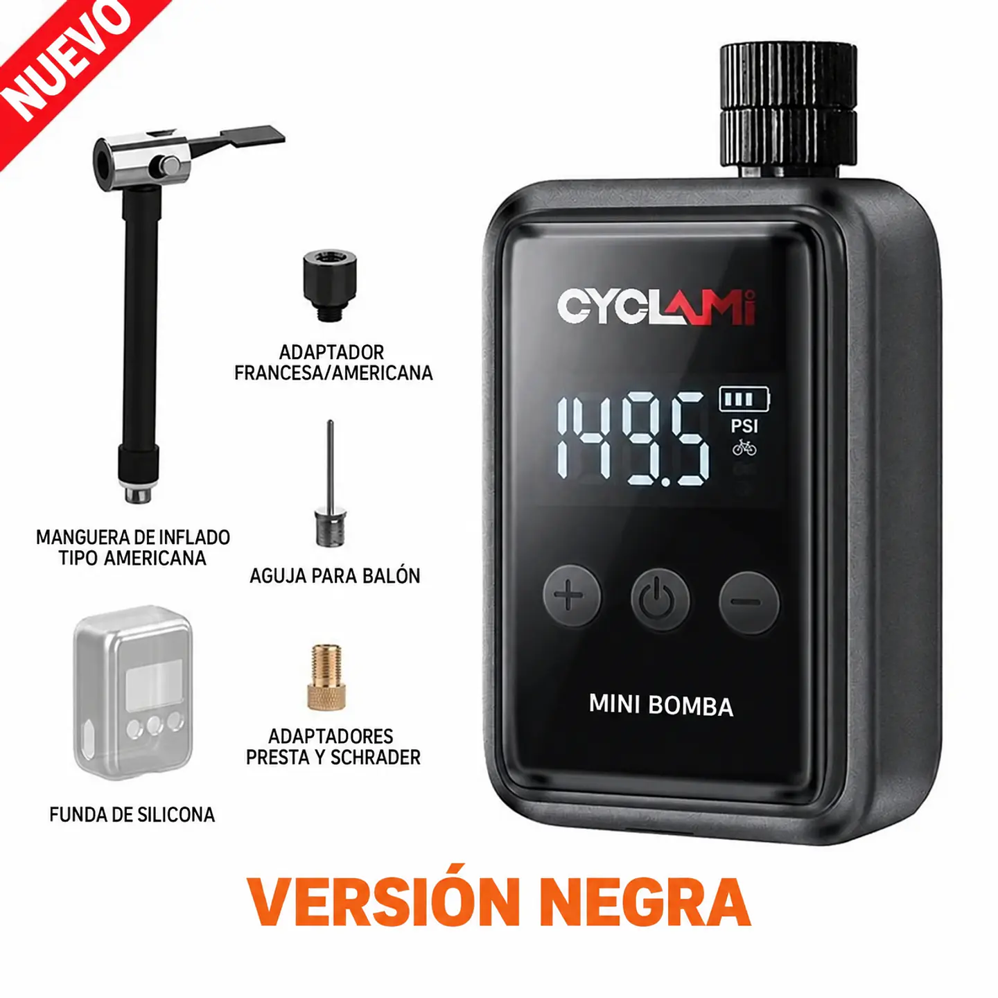 MiniBomba Aire CYCLAMI Digital 150 PSI Presta Schrader 3