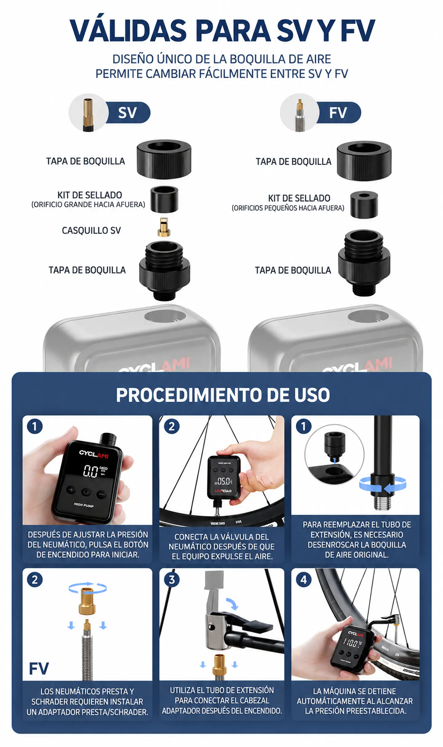 MiniBomba Aire CYCLAMI Digital 150 PSI Presta Schrader 4