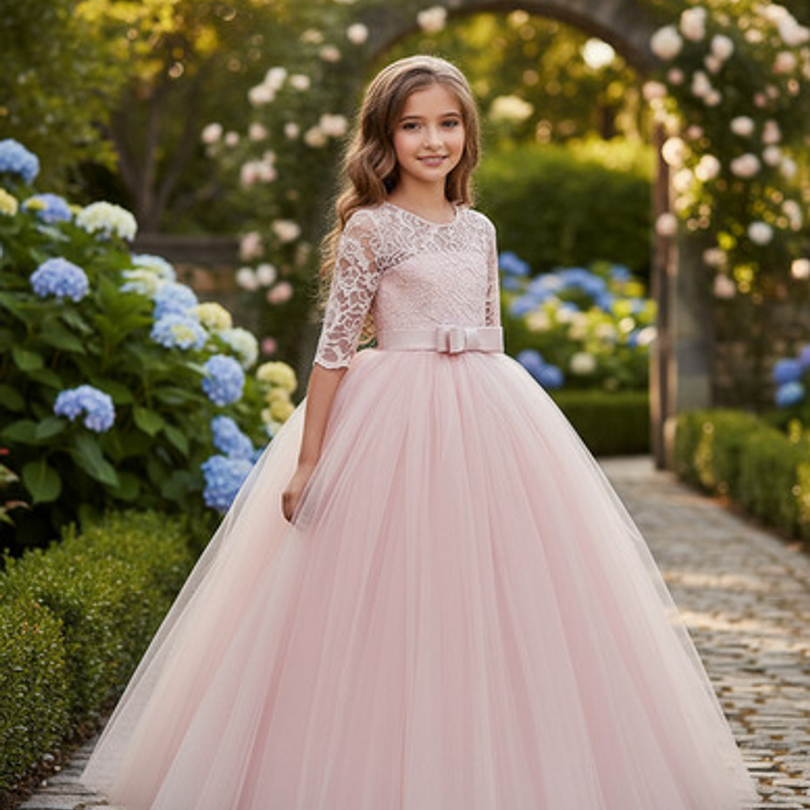 Vestidos Manga Larga Niña Bautizo  Gala Matrimonio T 6 A 14 2